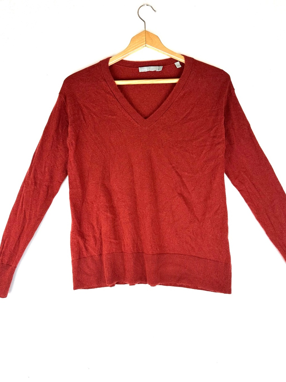 Vince Wool Cashmere Blend V Neck Pullover Sweater Office Quiet Luxury Preppy